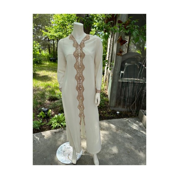 60s Emilio Pucci Dressing Gown Robe for Formfit Rogers Column Maxi Art Deco Lace - Picture 2 of 13